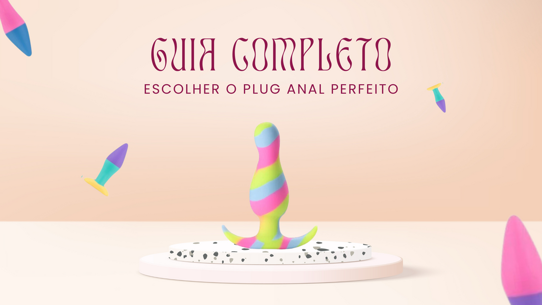 Plug anal multicolorido de silicone com base ergonômica, ideal para iniciantes. Design vibrante para segurança, conforto e prazer na estimulação anal.