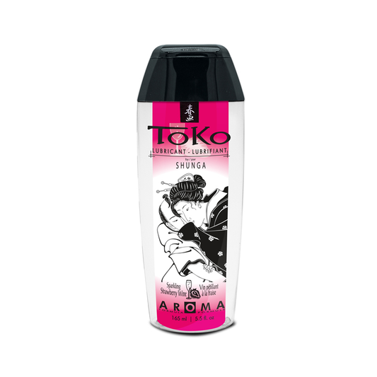 Lubrificante Toko Aroma com base aquosa, sabores frutados como cereja e melão, textura ultra-sedosa e perfeita para momentos de prazer intensos.
