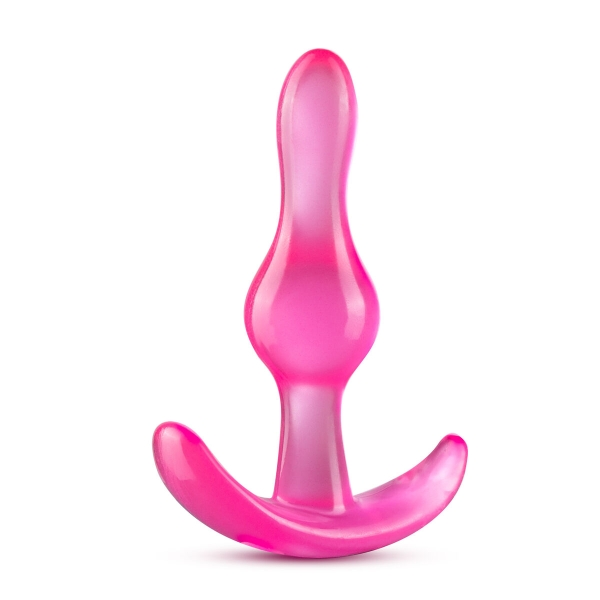 Plug anal Curvy Pink de 8,9 cm com design afilado, forma ondulada e base ergonómica, na cor rosa.