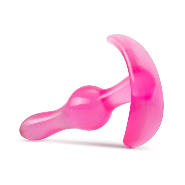 Plug anal Curvy Pink de 8,9 cm com design afilado, forma ondulada e base ergonómica, na cor rosa.
