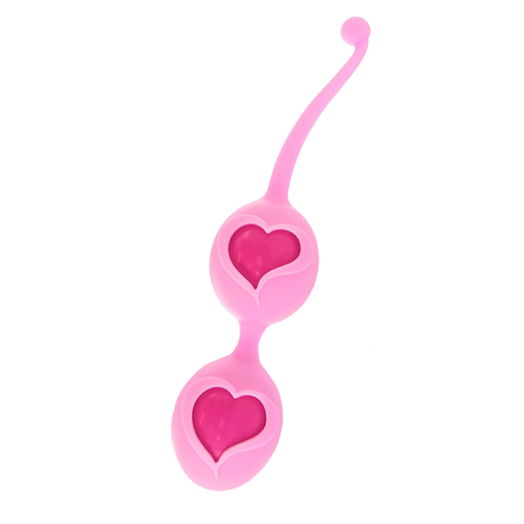Bolas Kegel FeelzToys Desi Love Balls em silicone rosa, ideais para treino pélvico diário.