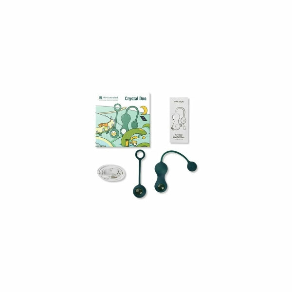 Bolas Kegel vibratórias Crystal Duo em silicone e cristal, controladas por app.