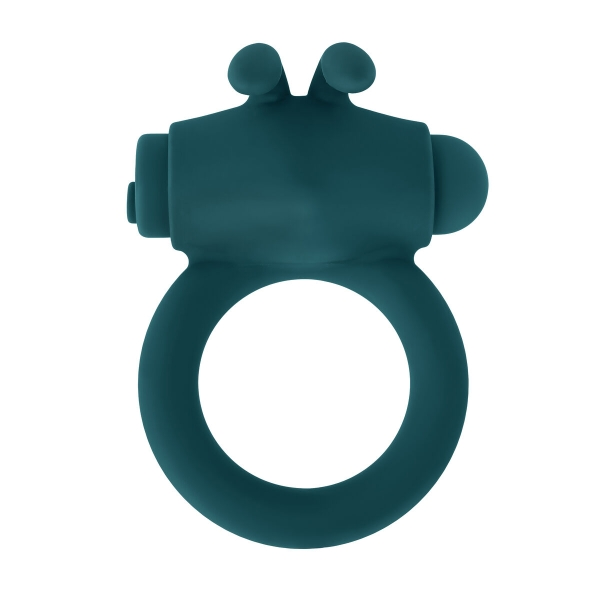 Bunny Buzzer, anel vibratório peniano em silicone turquesa, com bala vibratória em forma de coelho para estimulação clitoriana e ereções prolongadas