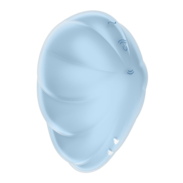 Satisfyer Cloud Dancer em silicone médico, estimulando o clitóris com ondas de pressão e vibrações, design romântico em forma de nuvem, à prova d'água e fácil de limpar.