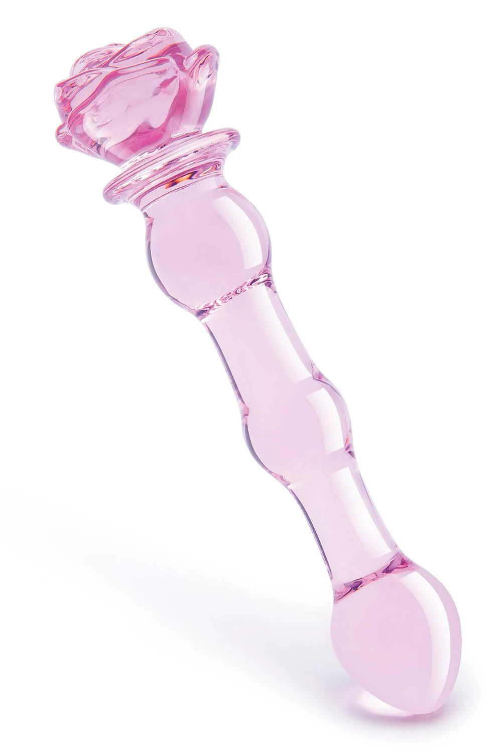 Dildo de vidro Glaze com textura perolada ao longo do eixo, design floral sofisticado e vidro borossilicato compatível com variações térmicas para uma experiência de prazer única.