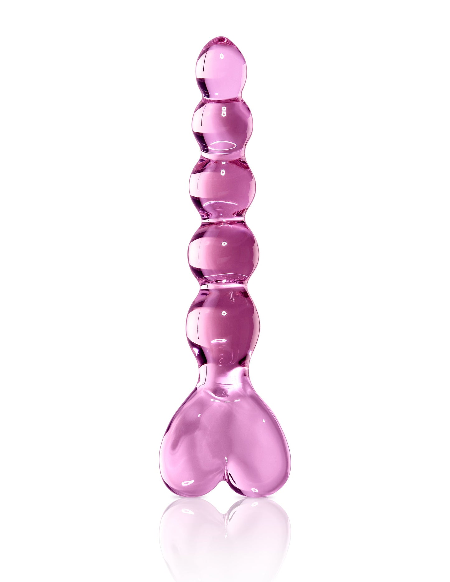 Dildo de vidro Icicle Nº43 com ponta curvada para estimulação precisa do Ponto G e Ponto P, feito em vidro borossilicato seguro e compatível com variações térmicas.
