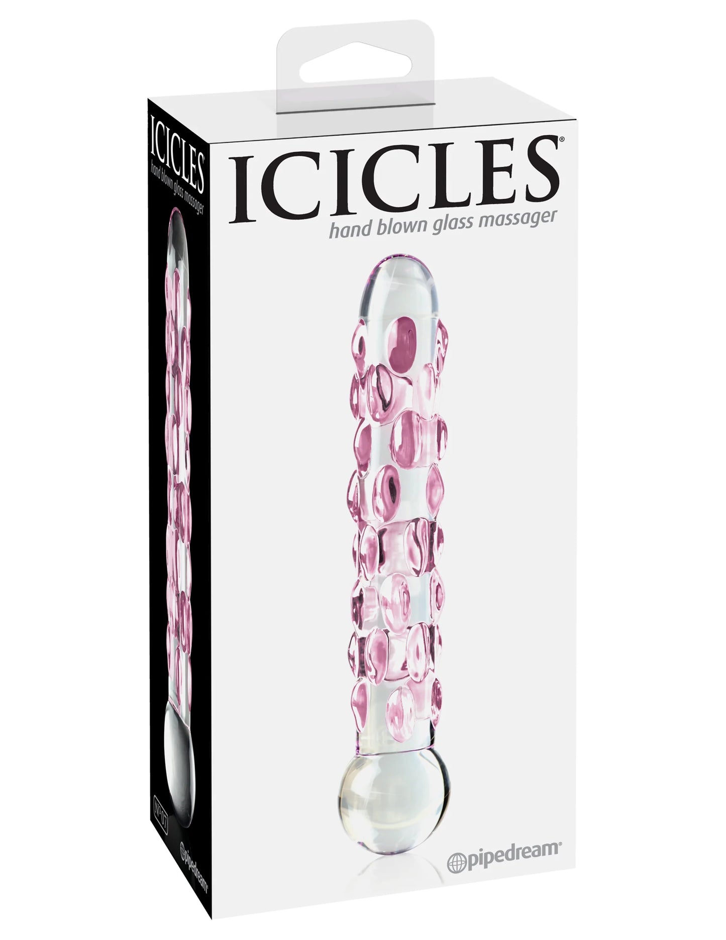 Dildo de vidro Icicle com design artesanal, seguro para o corpo e compatível com variações de temperatura, oferecendo prazer sofisticado e intenso.