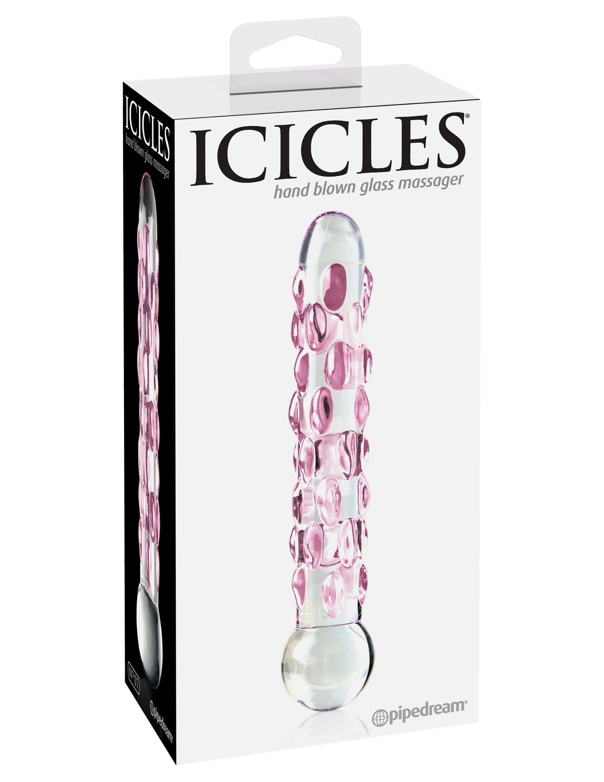 Dildo de vidro Icicle com design artesanal, seguro para o corpo e compatível com variações de temperatura, oferecendo prazer sofisticado e intenso.