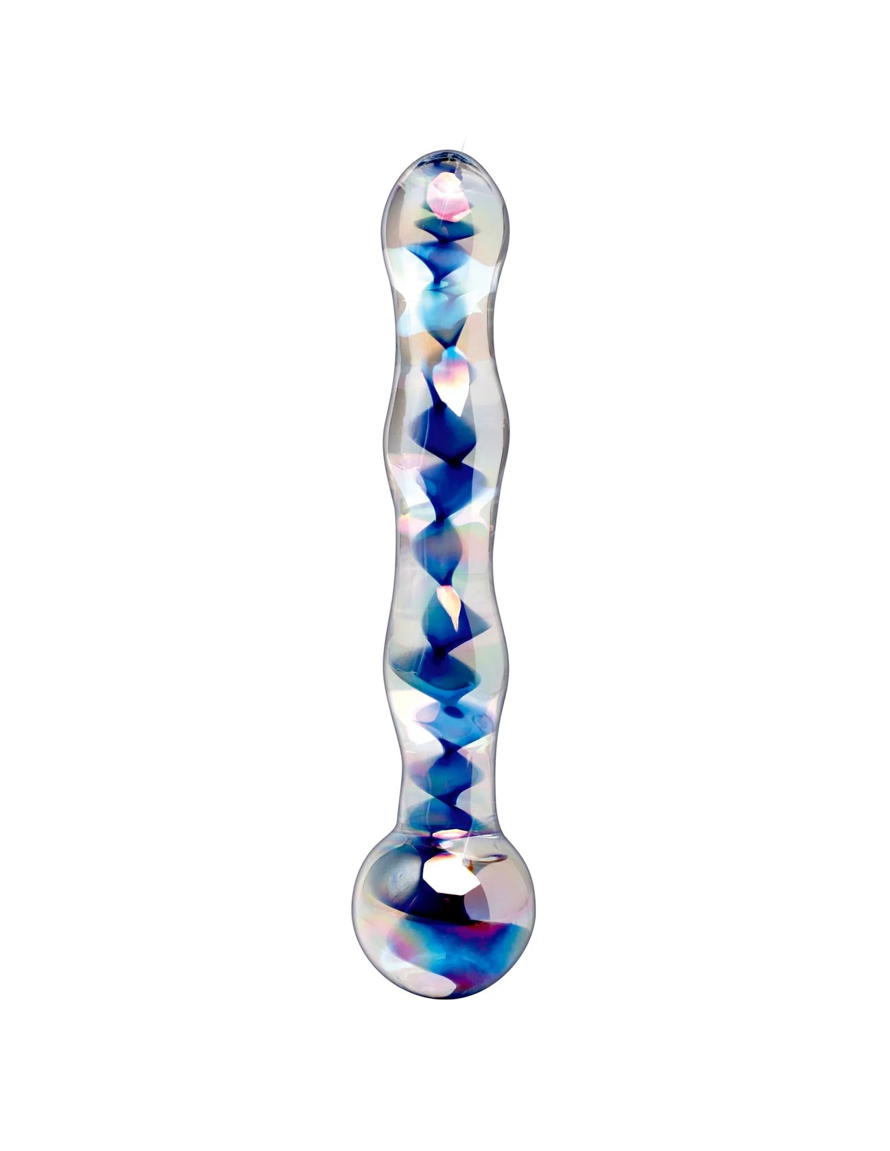 Dildo de vidro Icicles Nº8, com design artesanal elegante, vidro borossilicato seguro para o corpo e compatível com variações térmicas para um prazer intenso e sofisticado.