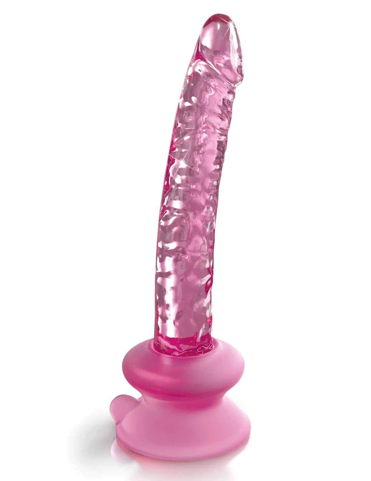 Dildo de vidro Icicles Nº86 com textura veiny realista, base de sucção em silicone Elite e compatível com arnês, proporcionando prazer autêntico e versátil.