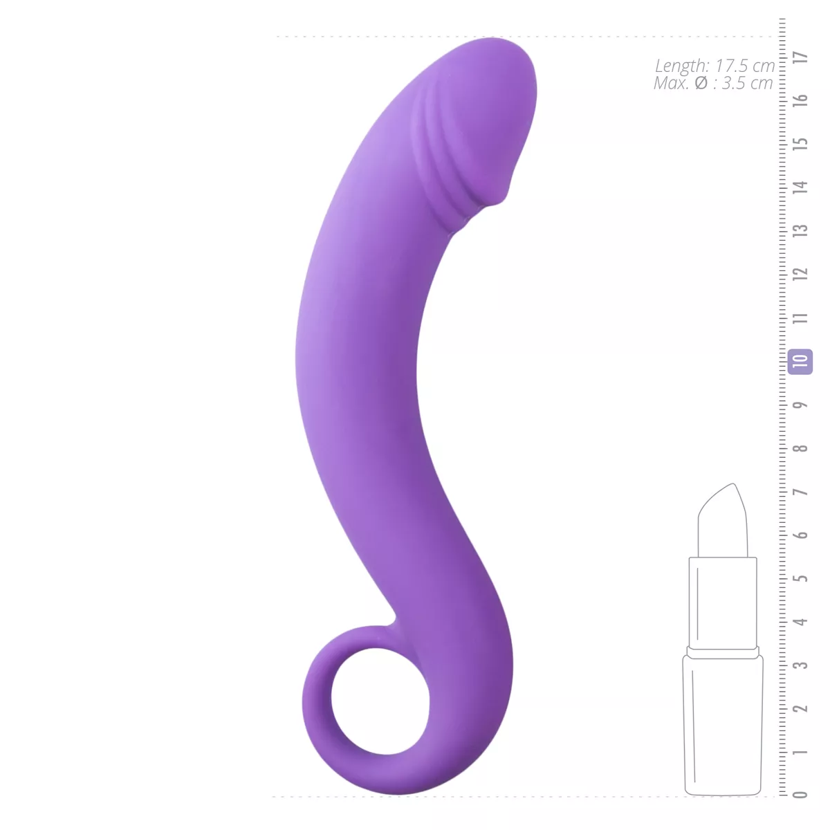 Estimulador prostático EasyToys Lila com design curvado, em silicone macio e sedoso, alça prática e acabamento luxuoso na cor lilás.