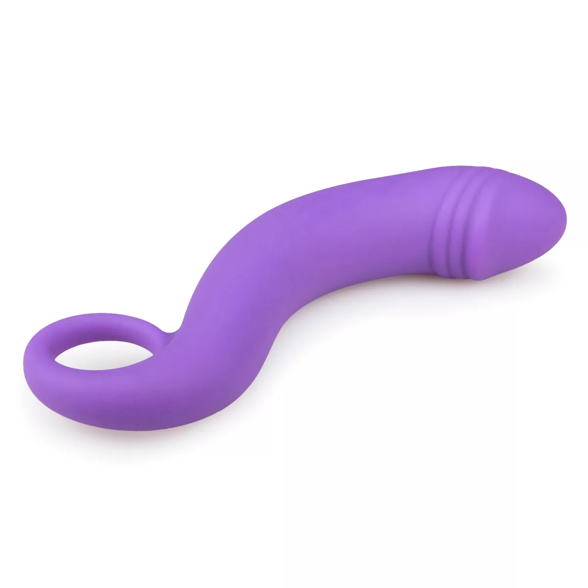 Estimulador prostático EasyToys Lila com design curvado, em silicone macio e sedoso, alça prática e acabamento luxuoso na cor lilás.