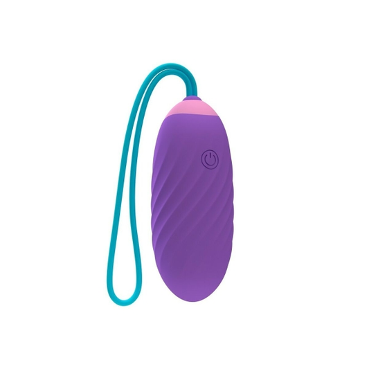 Vibrador Egy compacto, com controle remoto, espirais estimulantes e acabamento em silicone hipoalergénico, ideal para uso vaginal, clitoriano e em zonas sensíveis.