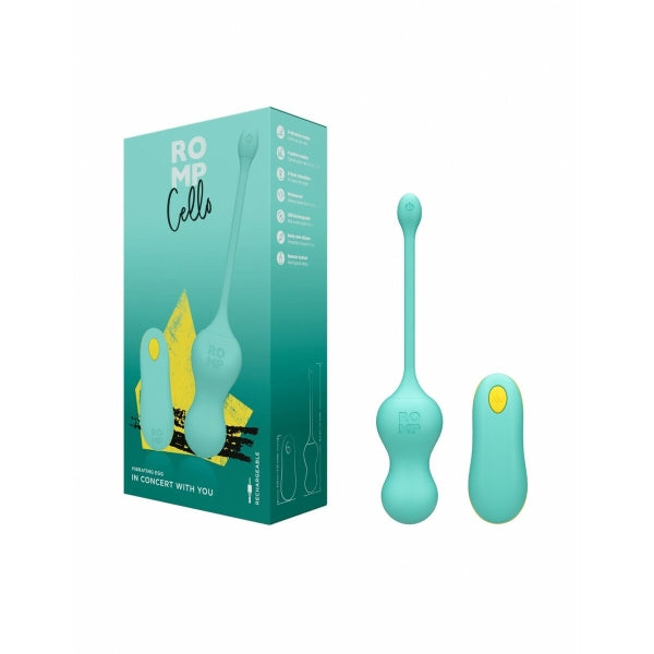 Ovo vibratório ROMP Cello com controlo remoto, 6 intensidades, resistente à água, recarregável e alcance de 5 metros.