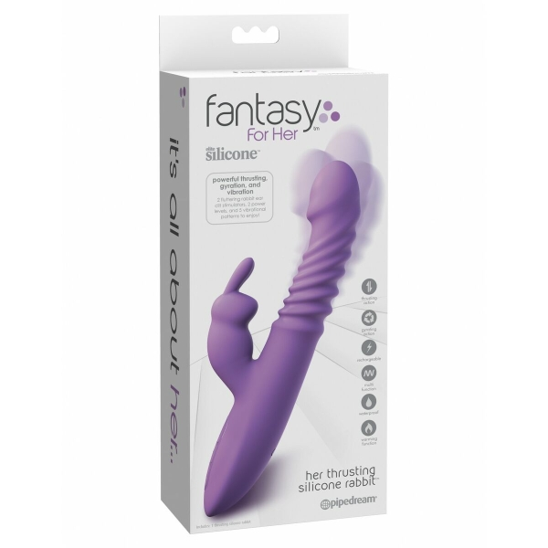Her Thrusting Silicone Rabbit com 7 modos de vibração, aquecimento e movimento de thrusting para estimulação interna e externa.