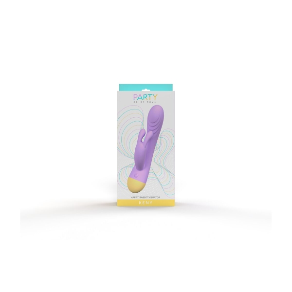 Vibrador Keny Color Toy com design duplo, braço interno para estimulação vaginal e braço em forma de coelhinho para estimulação clitoriana precisa e intensa.
