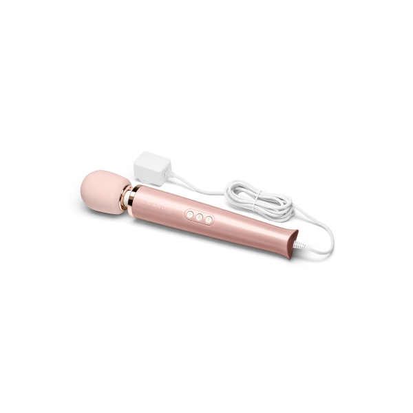 Massajador vibrante Le Wand Plug-In com cabo extra longo de 2,4 metros, vibrações profundas e design ergonômico.