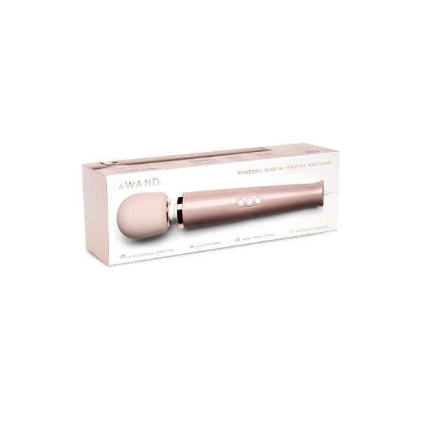Massajador vibrante Le Wand Plug-In com cabo extra longo de 2,4 metros, vibrações profundas e design ergonômico.