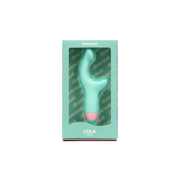 Vibrador Leila, projetado para estimular o clitóris e o ponto G, com 10 níveis de vibração, 2 motores potentes e design à prova d'água em silicone hipoalergênico.
