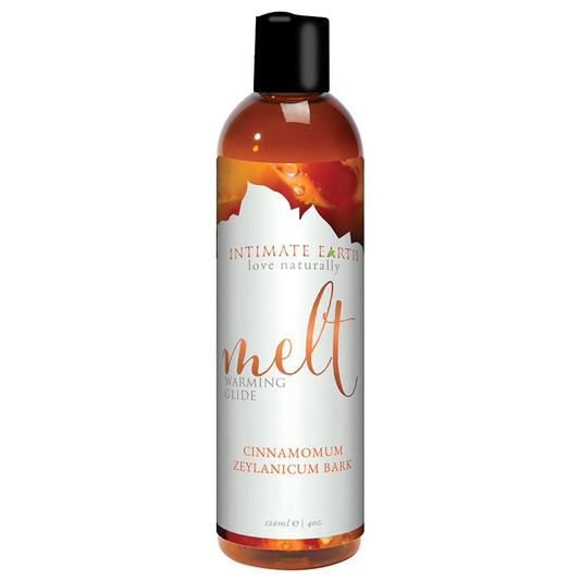 Melt Warming Glide, lubrificante premium com efeito de aquecimento natural, ingredientes botânicos e hidratação para momentos íntimos inesquecíveis.