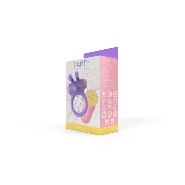 Anel vibrador Riny Color Toy com bala vibratória removível e controle remoto para estimulação mútua e momentos íntimos intensos.