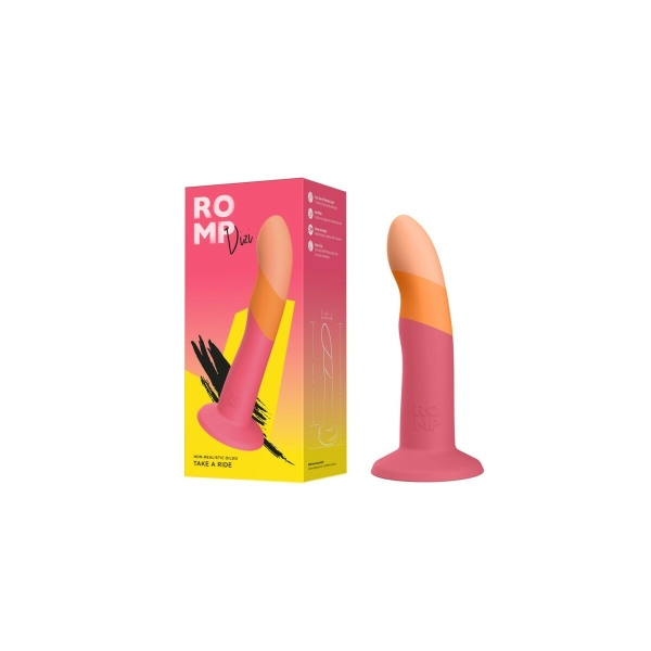 ROMP Dizi dildo curvado de 7 polegadas, base flared e compatível com strap-on.