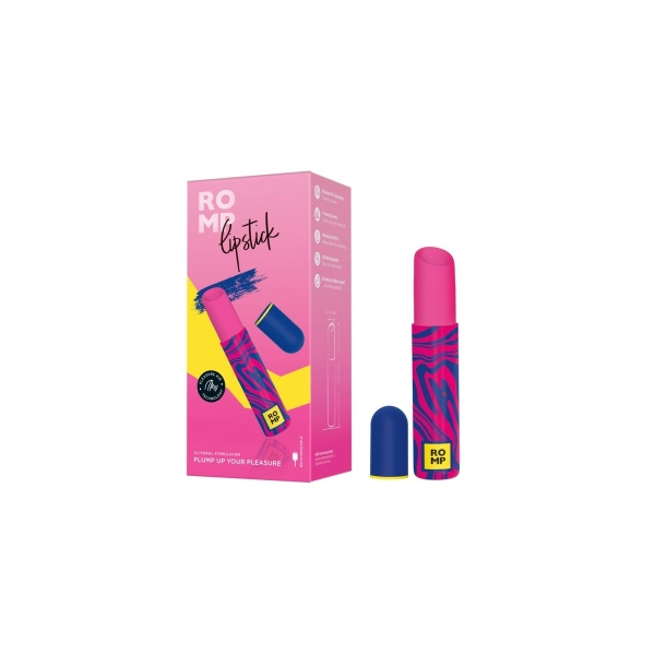 ROMP Lipstick estimulador clitoriano compacto com tecnologia Pleasure Air™ e design à prova d'água.