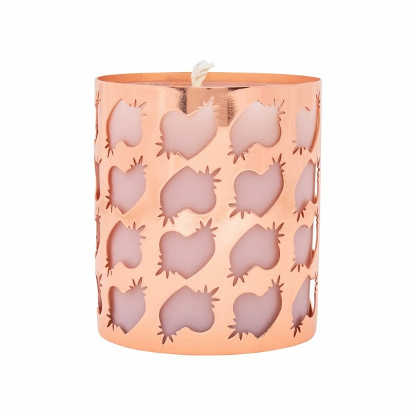 Vela de massagem HighOnLove® em recipiente elegante, com óleo de cânhamo e aroma de rosa.