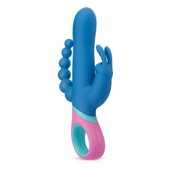 Vibrador triplo Vice em silicone colorido, com três motores para estimulação do clitóris, ponto G e ânus.