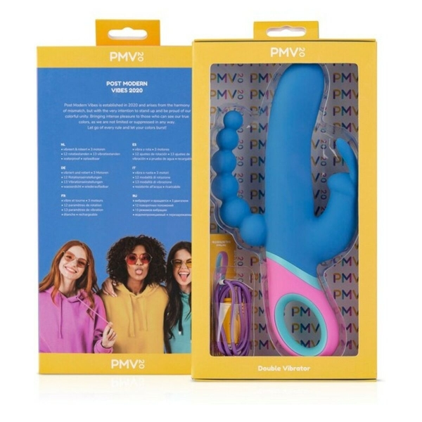 Vibrador triplo Vice em silicone colorido, com três motores para estimulação do clitóris, ponto G e ânus.