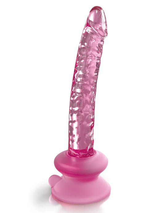 Dildo de vidro Icicles Nº86 com textura veiny realista, base de sucção em silicone Elite e compatível com arnês, proporcionando prazer autêntico e versátil.