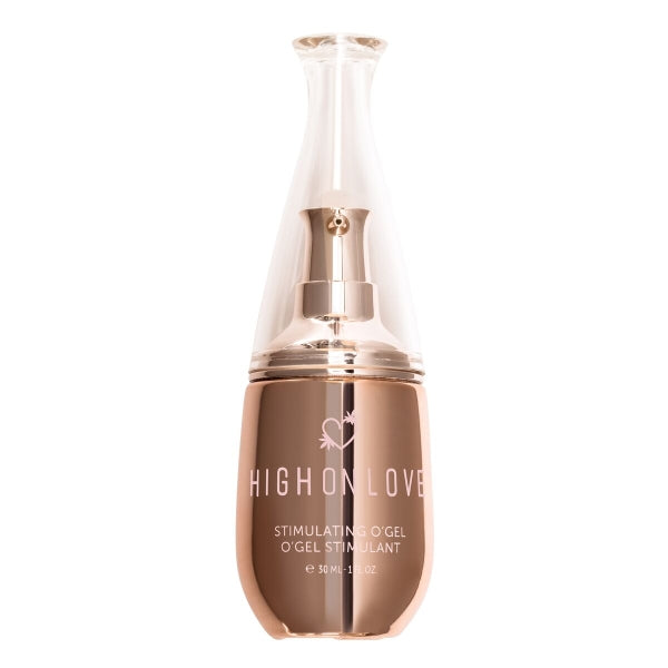 HighOnLove® Stimulating O Gel em frasco elegante, ideal para intensificar o prazer feminino.
