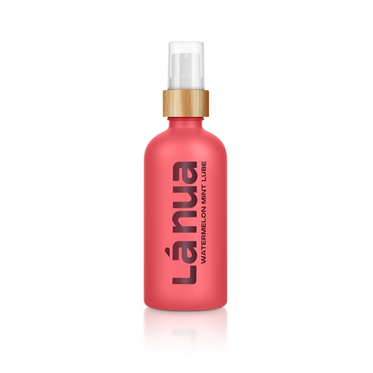 Lubrificante Lá Nua Melancia 100 ml, embalagem sustentável com sabor refrescante e natural de melancia.