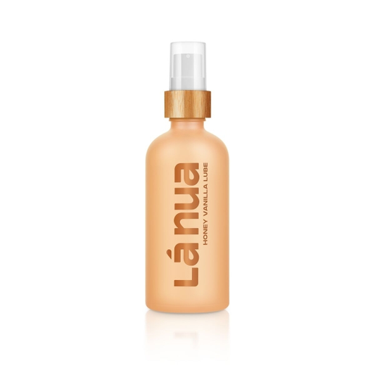Lubrificante Lá Nua Miel Vanille em embalagem sustentável de 100 ml, com aroma natural de mel e baunilha.