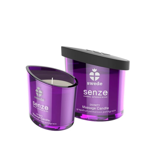 Vela de massagem Swede Spiritual em recipiente elegante, com aroma cítrico de toranja.