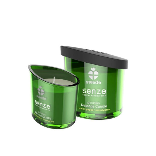 Vela de massagem Swede Vitalizing em recipiente elegante, com aroma de eucalipto e limão.